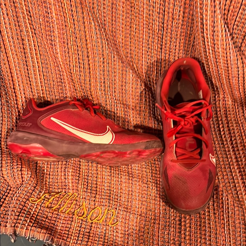 Red Athletic Shoes with White Accents